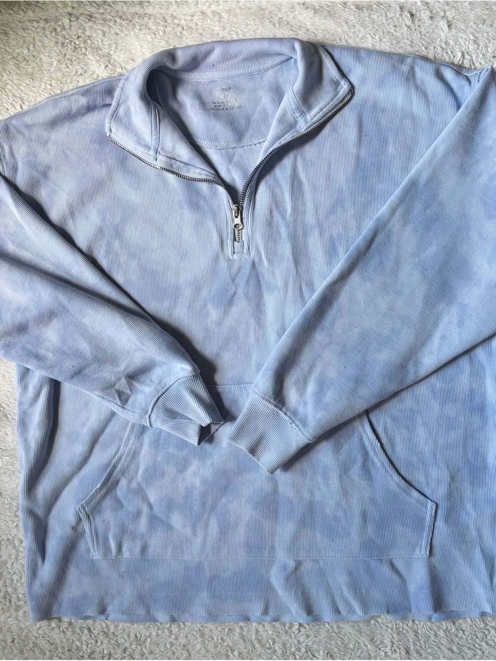 Light Blue Cloud Print Quarter-Zip Women’s Pullover Sweatshirt Aerie